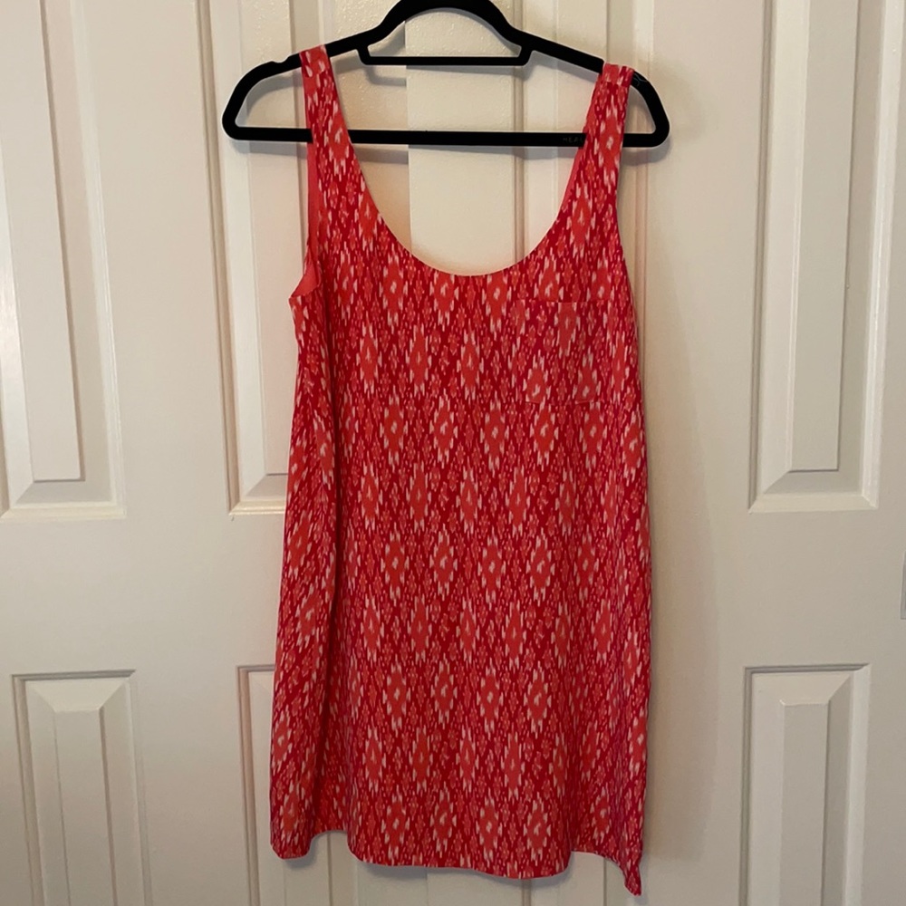 Joie red, pink, and orange patterned silk dress